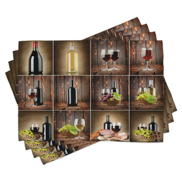 glasses and corks Wine Style Placemat Tapestry Cloth Style D 1 pc Wine Bottle